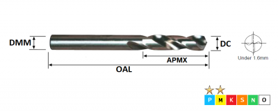 1.0mm HSS-Co Stub Drill DIN1897